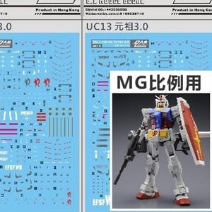 DL DALIN Water slide decal MG 1/100 RX-78 2.0 3.0