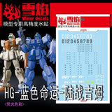 20250722 XUEYAN XY / SNOW FLAME HG-13 HG Blue Destiny+GM Ground Type Fluorescence High-Accuracy Fluorescence Water slide decal
