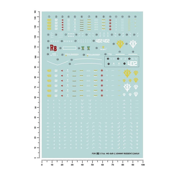20250722 Artisan's Club RG 1/144 Johnny Ridden's Zaku 2 Water Slide Decal