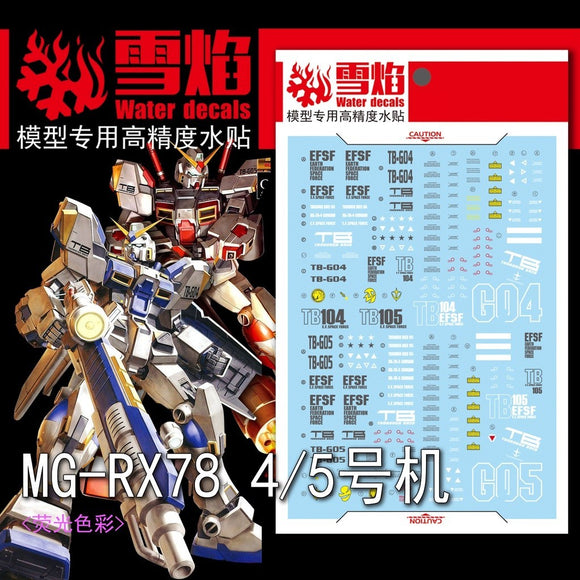 20250722 XUEYAN XY / SNOW FLAME MG 1/100 RX-78-4 RX-78-5 Fluorescence Water slide decal