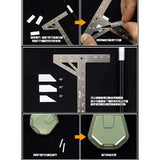 M.S. MOSHI Tool MS005  Military Model ABS Rubber Sheet Cutting Modification Stainless Steel T-Shaped Ruler