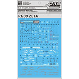 DL DALIN Water slide decal RG09 RG 1/144 ZETA With Metal Color
