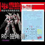 20250722 XUEYAN XY / SNOW FLAME RG HG Unicorn Expansion Shield Fluorescence Water slide decal
