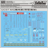 DL DALIN Water slide decal MG 1/100 HD UNICORN