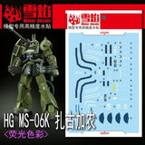 20250722 XUEYAN XY / SNOW FLAME HG 26 GTO Cannon Zaku PB Fluorescence Water slide decal