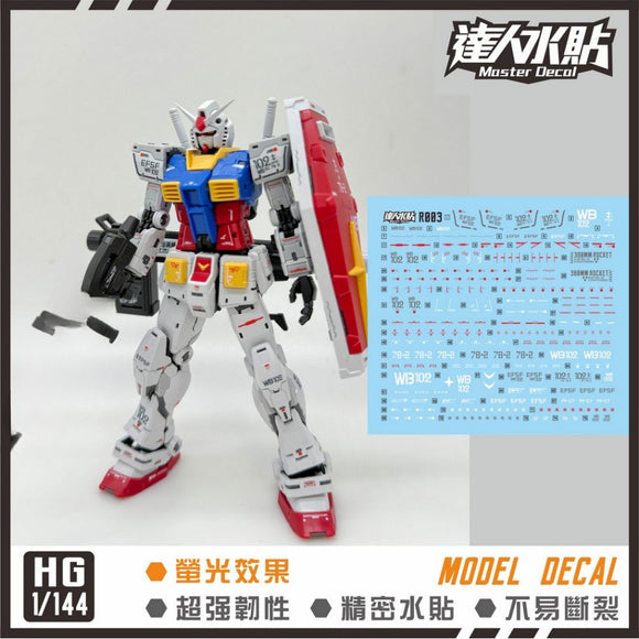 MASTER R003 Water slide decal RG RX-78-2 2.0 U 1/144 fluo Collectibles