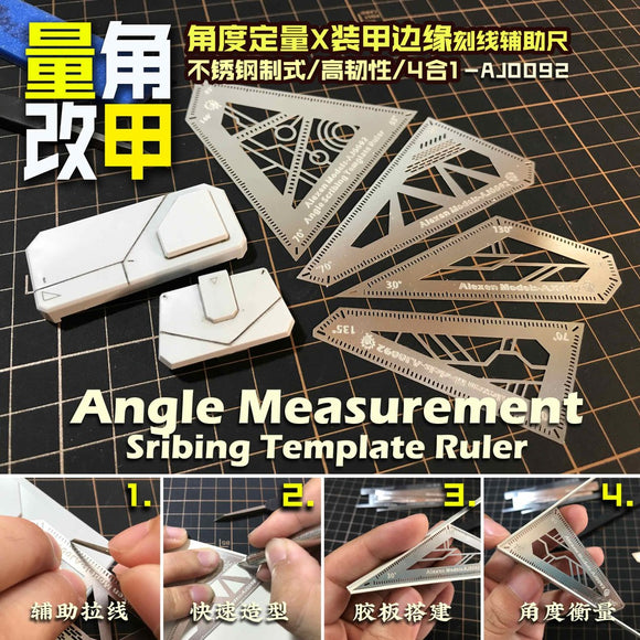Fixed Format Ruler Alexen AJ0092 Angle Fixed Measurement Scribing Template Ruler 4in1 Too ...