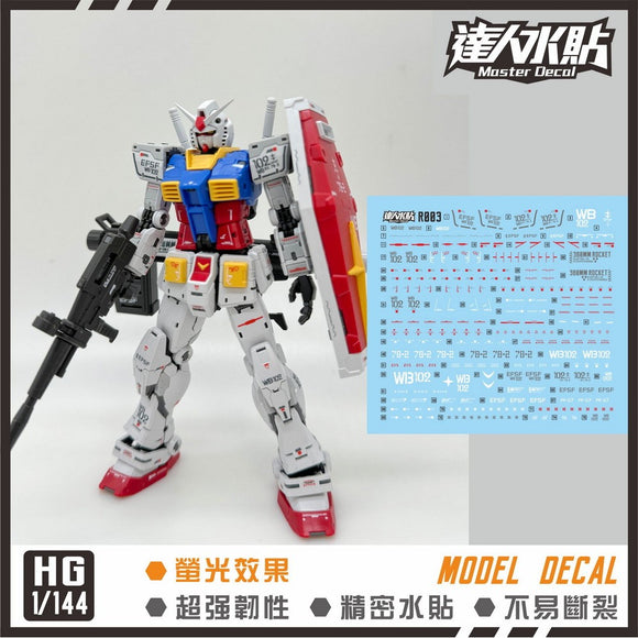 MASTER R003 Water Slide Decal RGU RG 1/144 RX-78-2 2.0 Collectibles