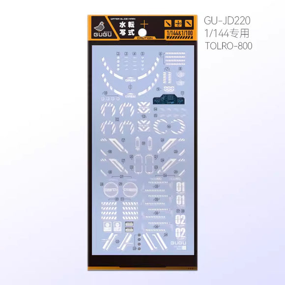GUGU HG 1/144 TOLRO-800  Water Slide Decal GUGUHG008