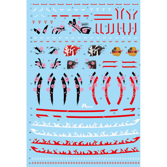 AMAX Water Slide Decal for HIRM 1/100 ASTRAY Red Frame AMAXHIRM001
