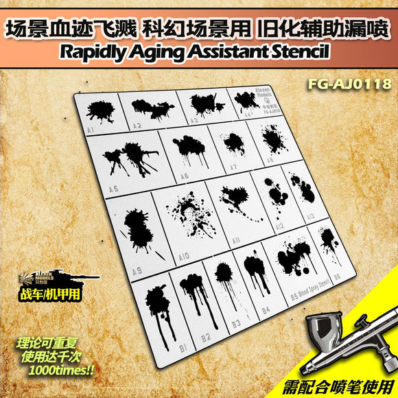 Alexen AJ0118 Stencil Tools for Science Fiction Zombie Survival Style Splatters Rapidly Aging Tools