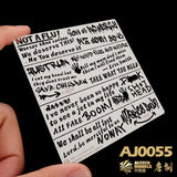 Alexen AJ0052 AJ0053 AJ0054 AJ0055 Stencil Tools for 1/35 1/32 Vehicle Tank Wall Graffiti Spray Stencil