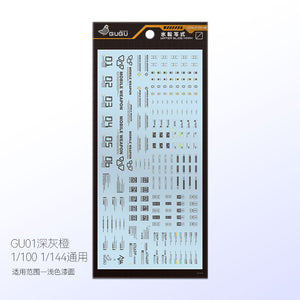GUGU HG MG 1/144 1/100 General Water Slide Decal GUGUTY001 GUGUTY002 GUGUTY003 GUGUTY004 GUGUTY005 GUGUTY006