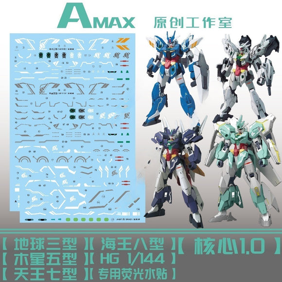 AMAX Water Slide Decal HG 1/144 the Core 1.0 Earthree / Jupitive / Uraven / Nepteight AMAXHG001