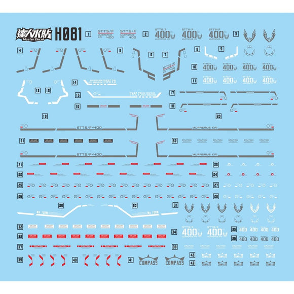 MASTER Water Slide Decal H081 HG 1/144 Murasame KAI
