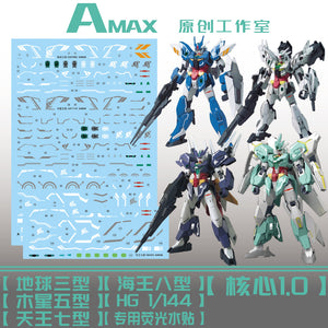 AMAX Water Slide Decal HG 1/144 the Core 1.0 Earthree / Jupitive / Uraven / Nepteight AMAXHG001